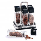 Coffee Bean Cellars (6 glass tubes), with Stand - Transparent 